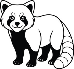 Cute Cartoon Outline Illustration of a Red Panda for Coloring Pages