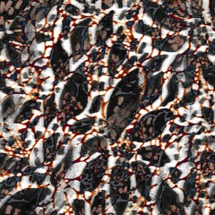 Abstract blue and white pattern resembling leaves and organic shapes. The design has a textured, hand-painted appearance, creating a dynamic visual effect.