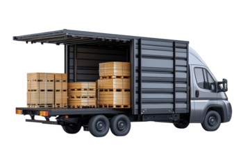 Loaded delivery truck ready for transport showcasing efficient cargo space on transparent background