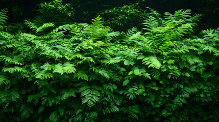 Fototapeta premium Dense Green Fern Wall Background