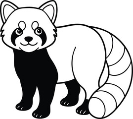 Cute Cartoon Outline Illustration of a Red Panda for Coloring Pages