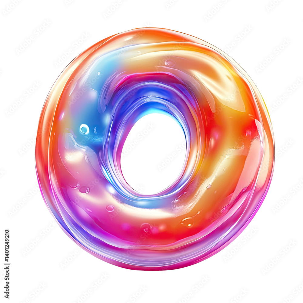 Poster abstract glossy circular shape with vibrant color gradients and transparent background