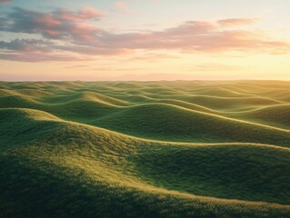 Obraz premium Field of grass at sunset
