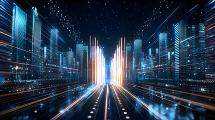 Futuristic City Night Highway Perspective