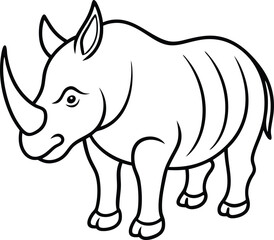 Black and White Rhinoceros Illustration for Coloring or Educational Material

