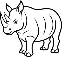 Black and White Rhinoceros Illustration for Coloring or Educational Material

