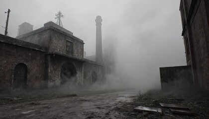 a foggy street scene with limited visibility