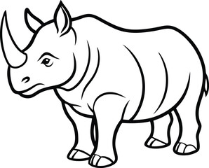 Black and White Rhinoceros Illustration for Coloring or Educational Material

