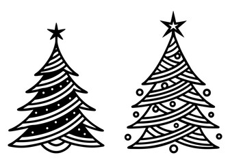 Minimalist Christmas Tree Icon &ndash; Simple Holiday Line Art Design