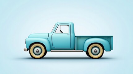 Vintage light blue pickup truck illustration