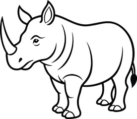Black and White Rhinoceros Illustration for Coloring or Educational Material

