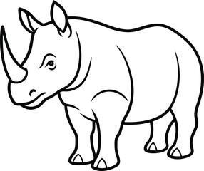 Black and White Rhinoceros Illustration for Coloring or Educational Material

