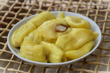 Delicious segments of the Jackfruit fruit (Artocarpus heterophyllus)