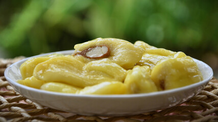 Delicious segments of the Jackfruit fruit (Artocarpus heterophyllus)