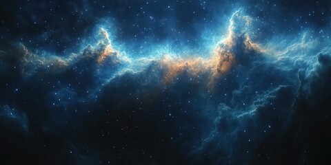 Colorful cosmic clouds illuminated in a vivid night sky