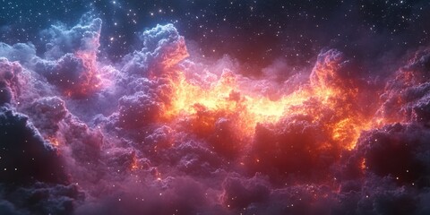 Fototapeta premium Stunning cosmic clouds ablaze with colors in the vast expanse of space