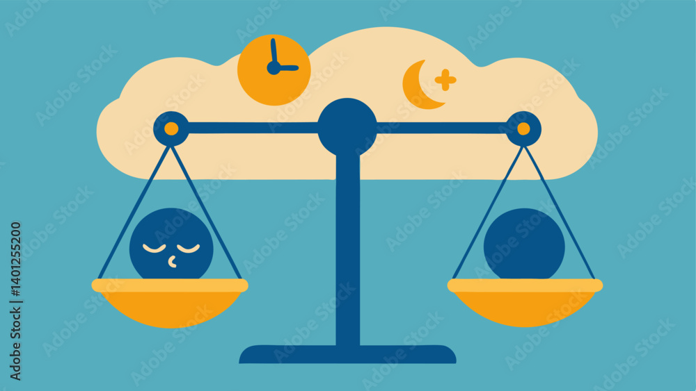Poster balance scale a scale with a sleeping figure on one side and a brain on the other showcasing the bal