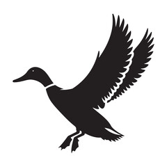 Majestic duck in flight vector silhouette wildlife artistry design