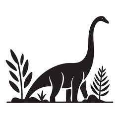Gentle giant brontosaurus silhouette vector illustration prehistoric dinosaur design