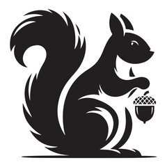Charming squirrel with acorn vector silhouette whimsical wildlife illustration