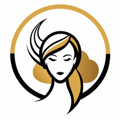 Abstract logo with a woman's face and graphic strokes on a white background for design