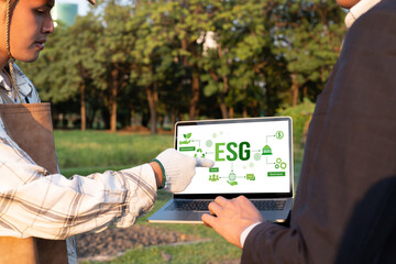 ESG environmental social governance policy for brisk business to set a standard to achieve high ESG...