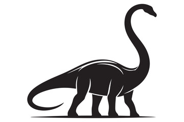 Silhouette of Diplodocus Dinosaur Vector Illustration Isolated On White