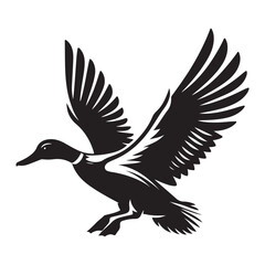 Obraz premium Flying Duck Vector Silhouette Illustration, Bird in Flight Artwork