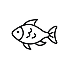 Fish Outline Simple Icon Vector Illustration Animal Sea Life Aquatic Creature