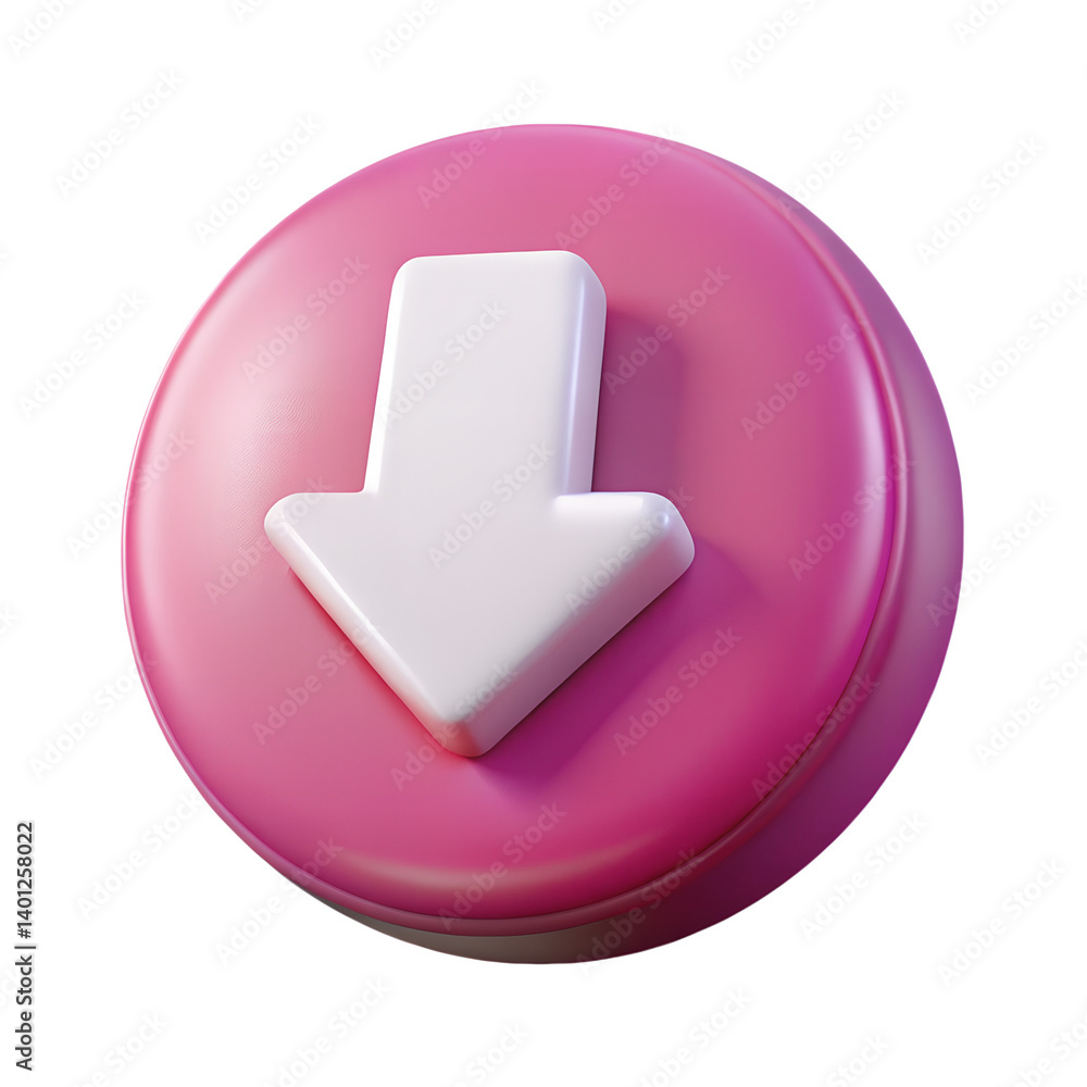 Poster 3d rendered blue and multiple colour download button icon - high-resolution stock image