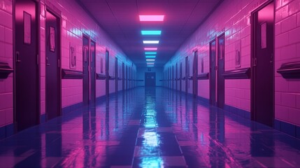 Fototapeta premium Neon hospital corridor