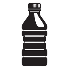 Black plastic bottle silhouette for hydration and recycling themes