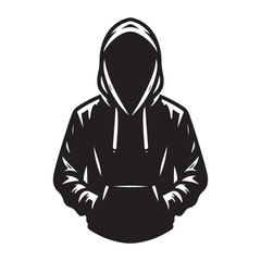 Anonymous hooded figure silhouette mysterious person vector illustration