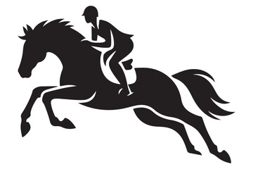 Horse rider silhouette vector jumping in equestrian sport illustration