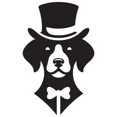 Elegant Dog in Top Hat Vector Logo Design Inspiration Download