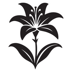 Obraz premium Elegant Lily Flower Blossom Silhouette Graphic Vector Illustration
