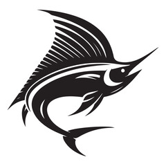 Elegant Sailfish Silhouette Vector Art Marine Life Ocean Predator Illustration