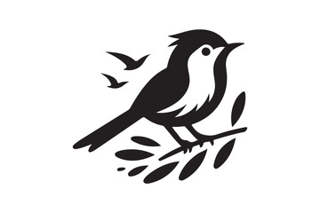 Fototapeta premium Fairywren bird vector icon silhouette on white background. (02)
