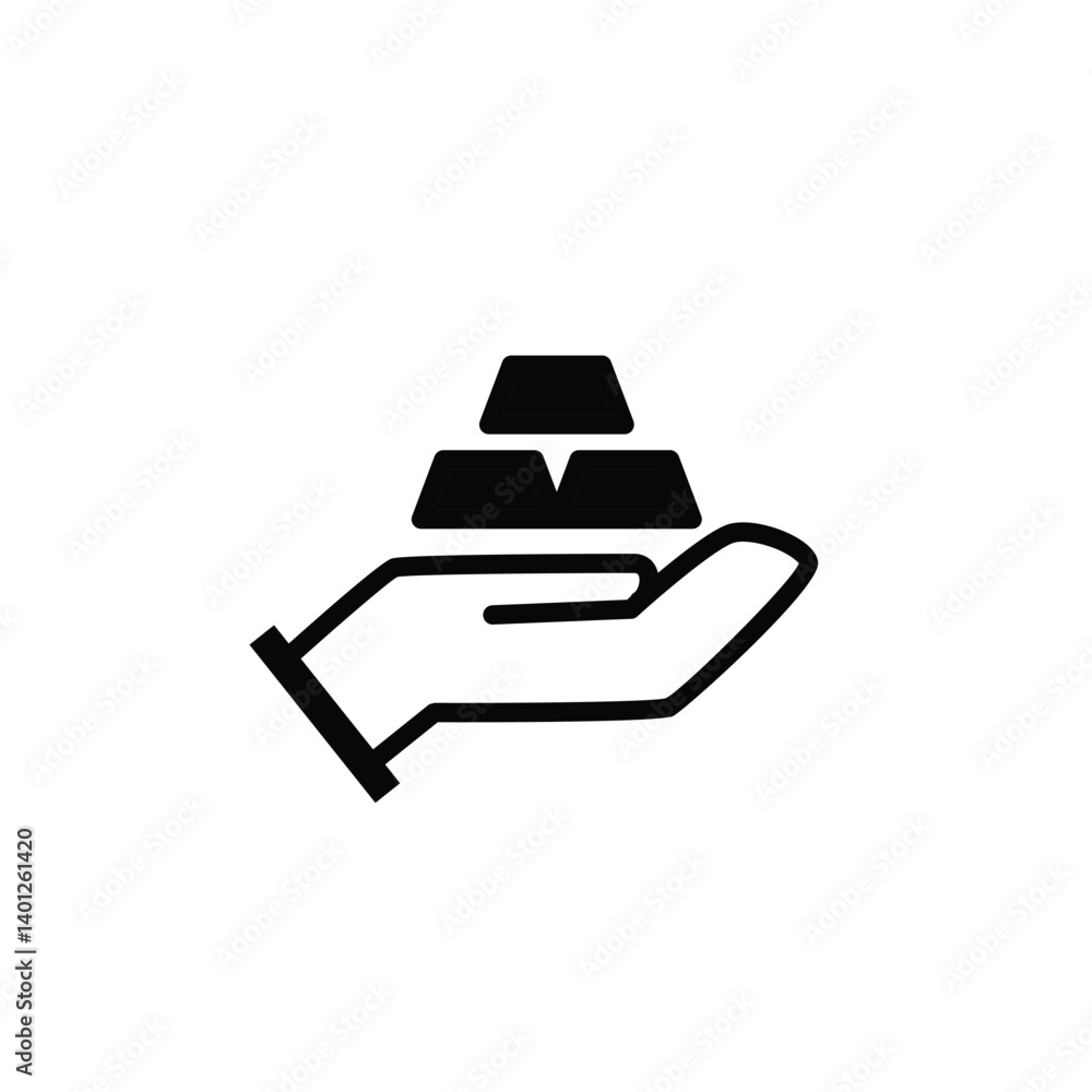 Poster gold bar in hand solid icon vector design good for web or mobile app