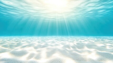 Ocean Floor White Sand Serene Underwater Style High Definition Wide Angle Shot Textured Surface Tranquility Ocean Depth Bright Aqua Tones Ideal for Travel Brochures