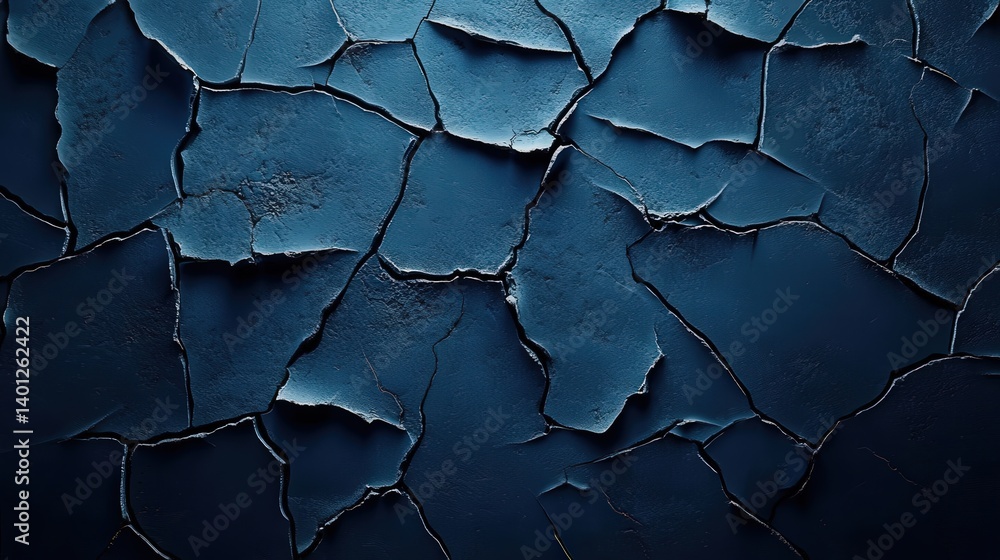 Wall mural abstract navy blue background featuring a dark slate texture with cracks and a rough stone surface, 