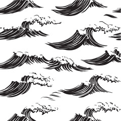 Seamless wawe silhouette isolated on white background