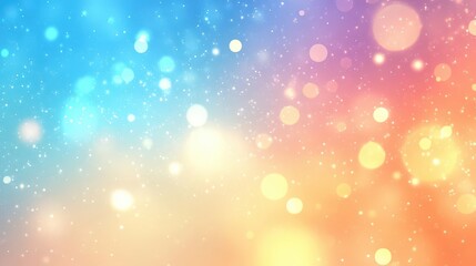 Obraz premium Blurred bokeh background featuring golden circular lights in blue, orange, and yellow hues, creating a festive atmosphere ideal for Christmas or New Year's themes.