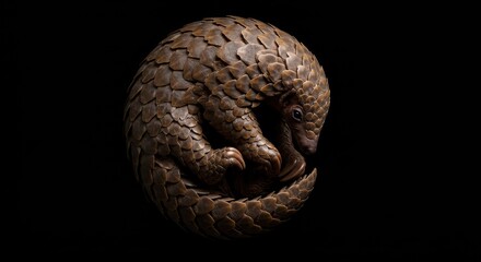 Studio Portrait of a Pangolin with Overlapping Scales