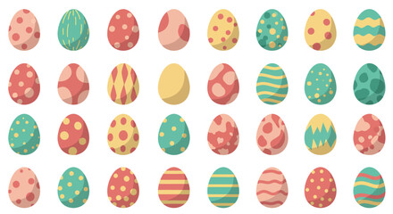 Colorful decorated Easter eggs in flat design style vector art
