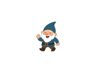 Vector illustration of a cheerful gnome on a white background