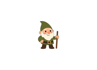 Vector illustration of a cheerful gnome on a white background