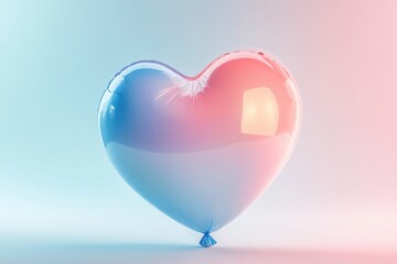 Heart shaped balloon with blue and pink gradient on a gradient background