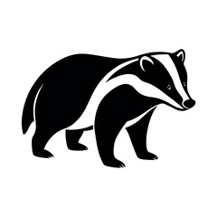 badger face silhouette wild animal black shape white view