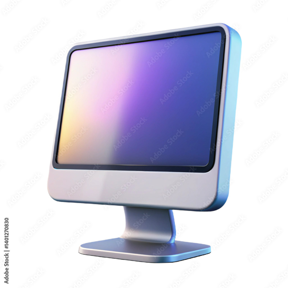 Fototapete modern realistic computer monitor. 3d rendering isolated on white background.
